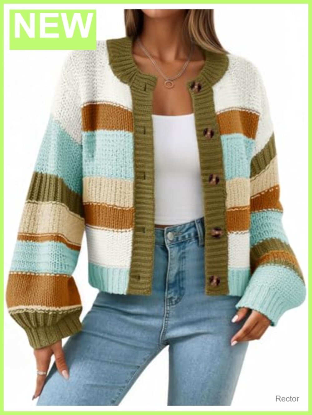 Womens Striped Chunky Cardigan Sweater Oversized Button Down Knit Coat